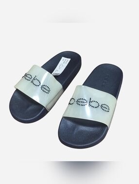 bebe Black Clear Dahlia Slides Sandals Size 9 M